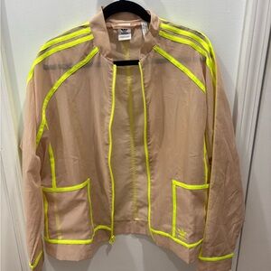 Adidas Beige and Neon Green Jacket